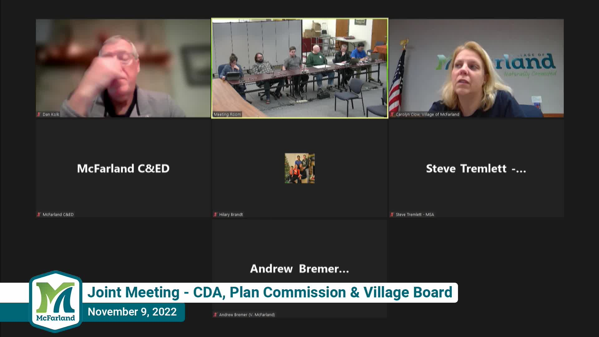 Joint Village Board, CDA, & Plan Commission 11/9/22